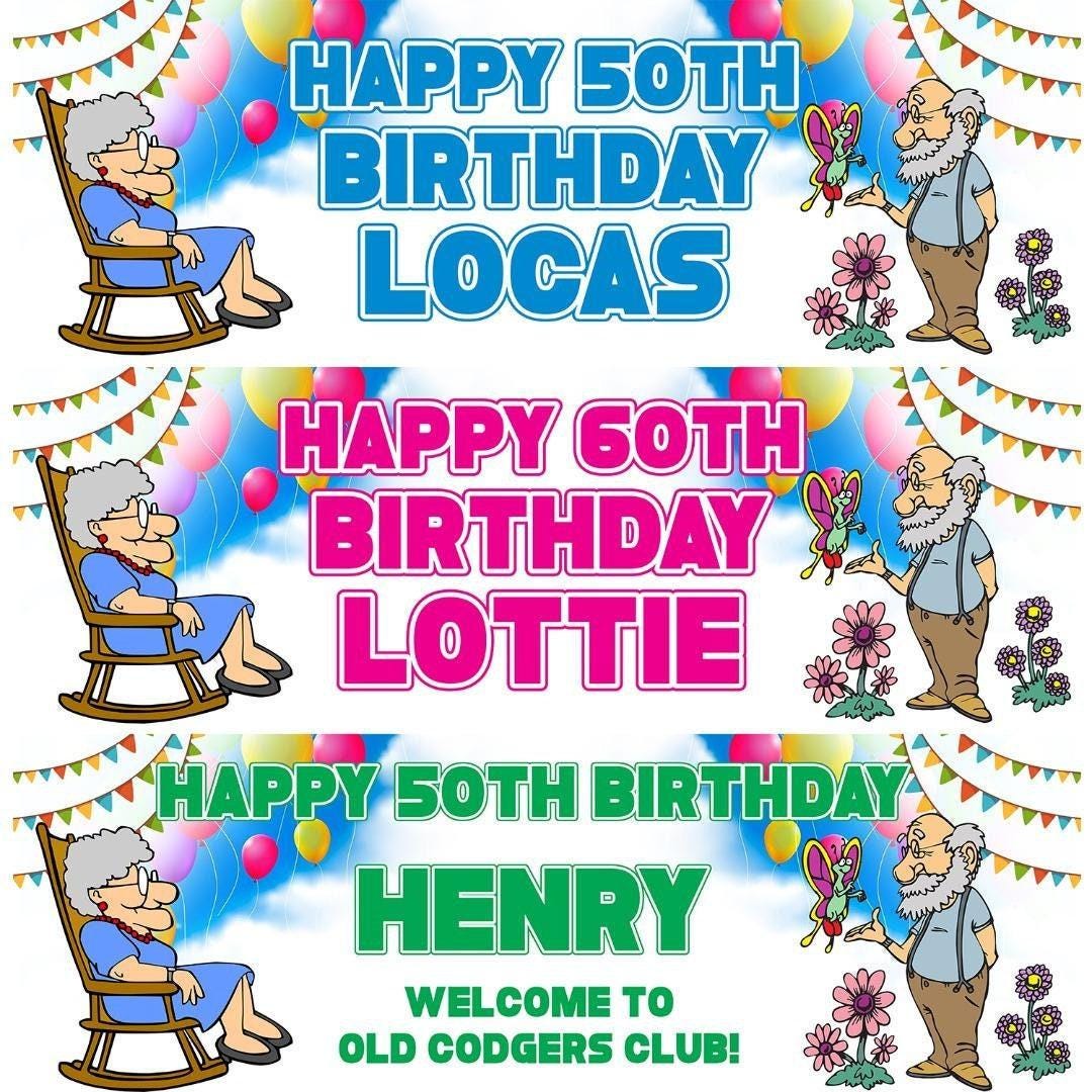2 Personalised Retirement Birthday Party Celebration Banners Decoration Posters