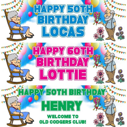 2 Personalised Retirement Birthday Party Celebration Banners Decoration Posters