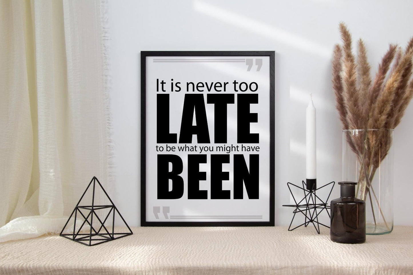 It Is Never Too Late Positive Thought Quote Picture Poster Print Wall