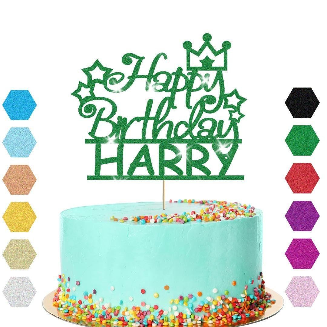 Personalised Prince Crown Glitter Cake Topper Any Name Birthday Cake Decoration