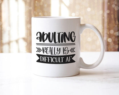 Adulting Really Is Difficult Af - Funny Ceramic Novelty Mug & Coaster Coffee Tea Cup Gift