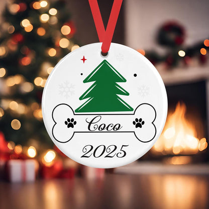 Personalised First Christmas Dog Ceramic Bauble 1st Puppy Xmas Ceramic Tree Decoration Gift
