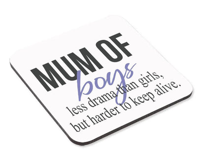 Mum Of Boys Mug & Coaster Set Mothers Day Mummy Birthday Christmas Coffee Gift