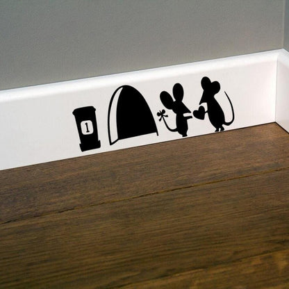 Mouse Love Heart Skirting Board Wall Art Funny Sticker Vinyl Decal Mice Home