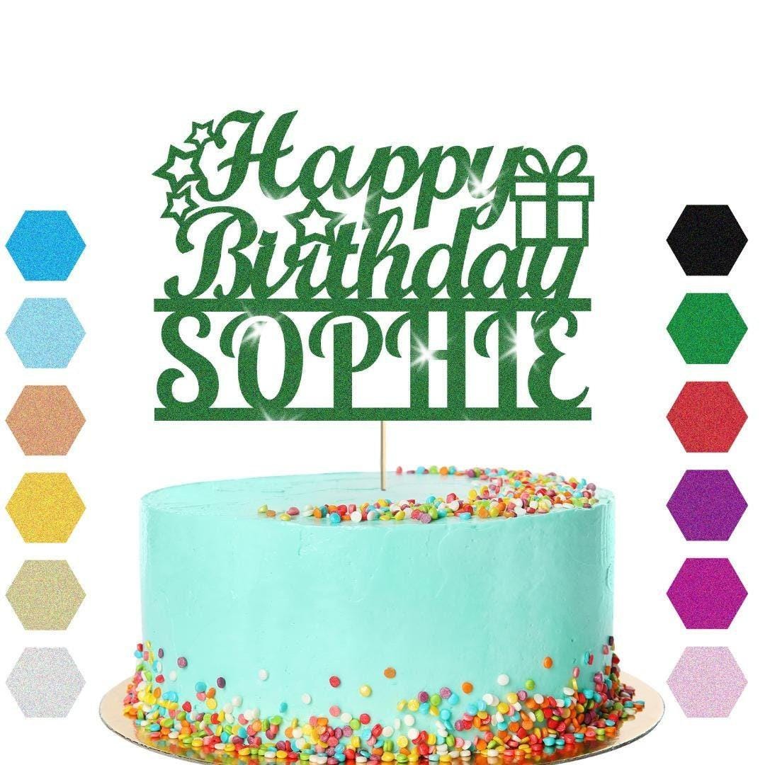 Personalised Glitter Happy Birthday Cake Topper Custom Party Decoration Any Name