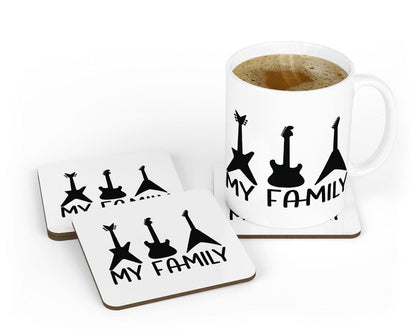 My Family Mug & Coaster Set Guitar Rock Music Lover Birthday Friend Xmas Gift