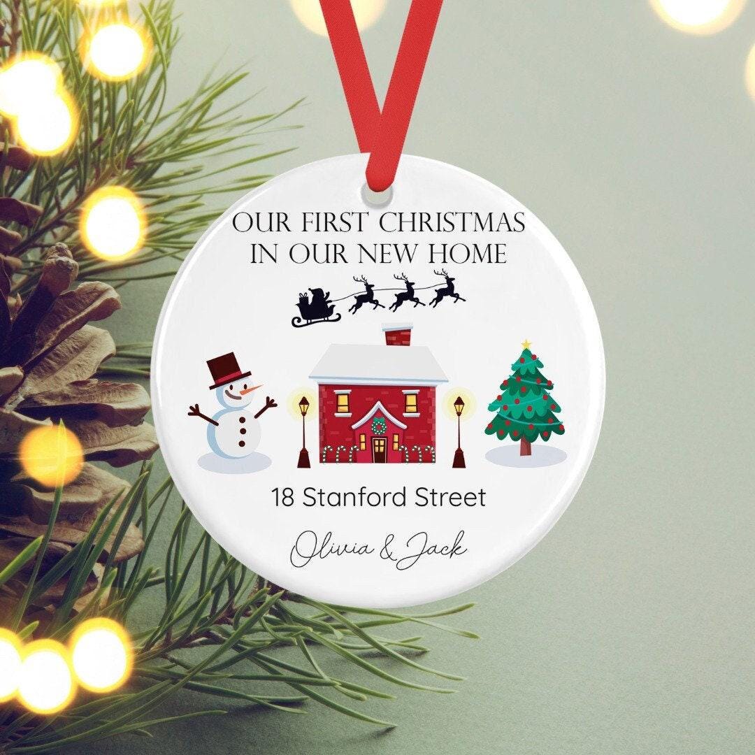 Personalised First Christmas In New Home Ceramic Bauble Ornament