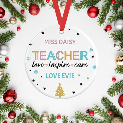 Personalised Teacher Christmas Bauble, Teacher Appreciation Gift