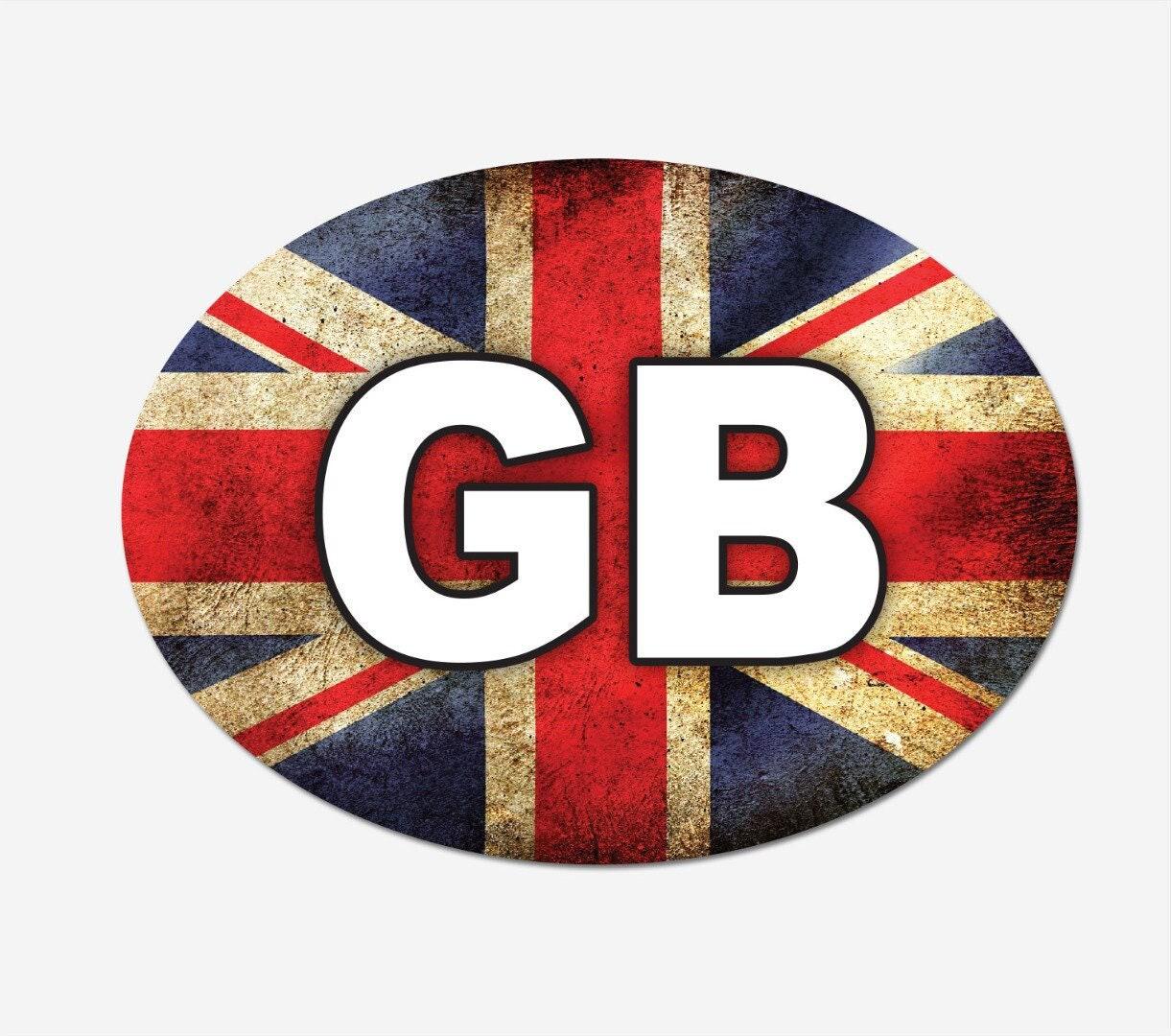 Union Jack GB Car Stickers: Oval Vinyl Decal (2 Pack)