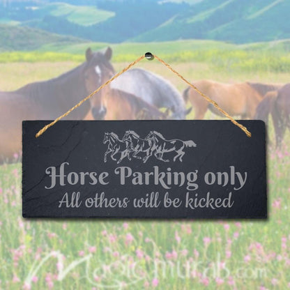 Horse Parking Only All Others Will Engraved Hanging Slate Shed Pet Plaque Sign
