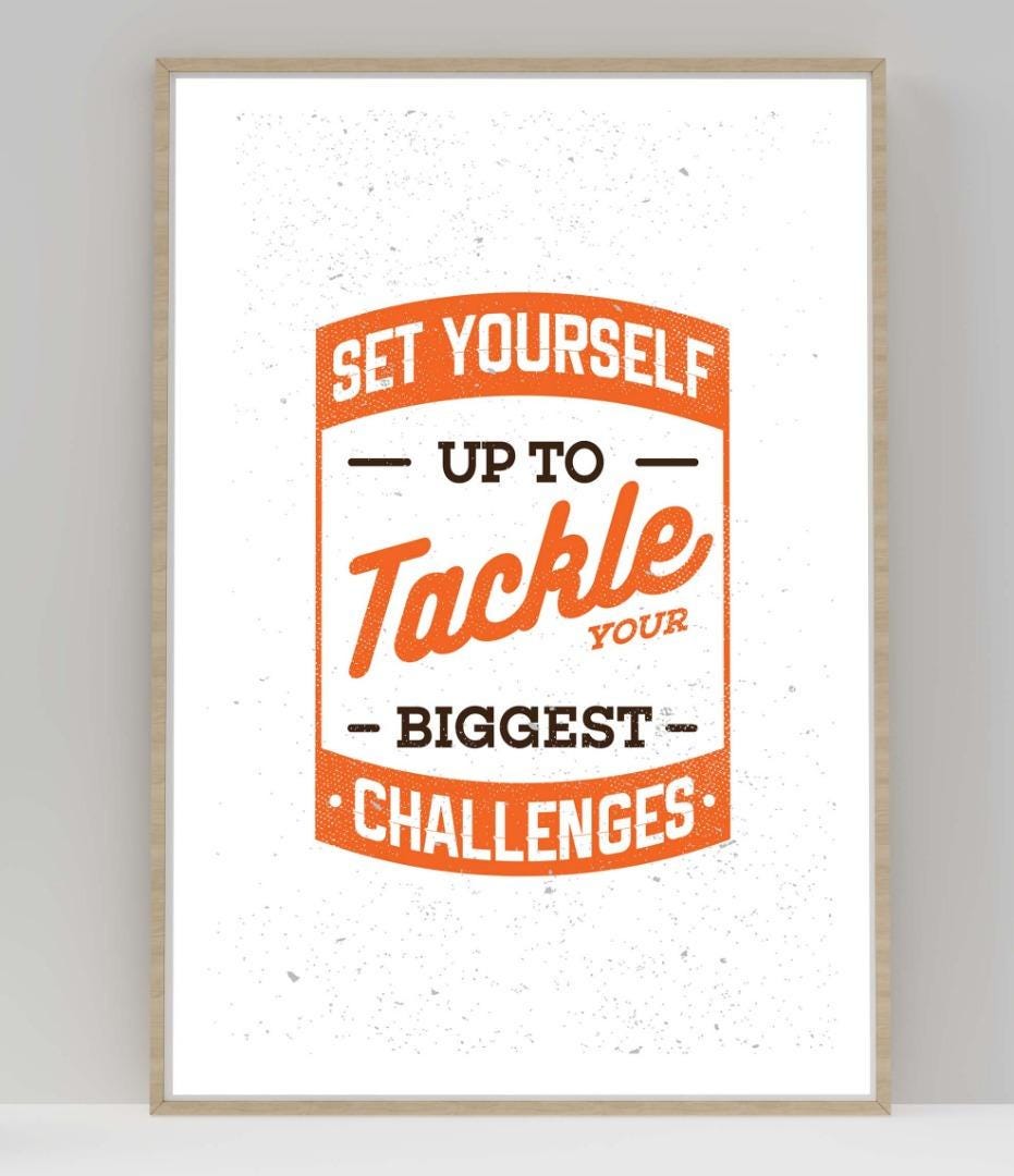 Set Yourself Up To Tackles Inspirational Positive Quote Picture Poster Print