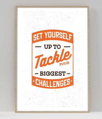 Set Yourself Up To Tackles Inspirational Positive Quote Picture Poster Print