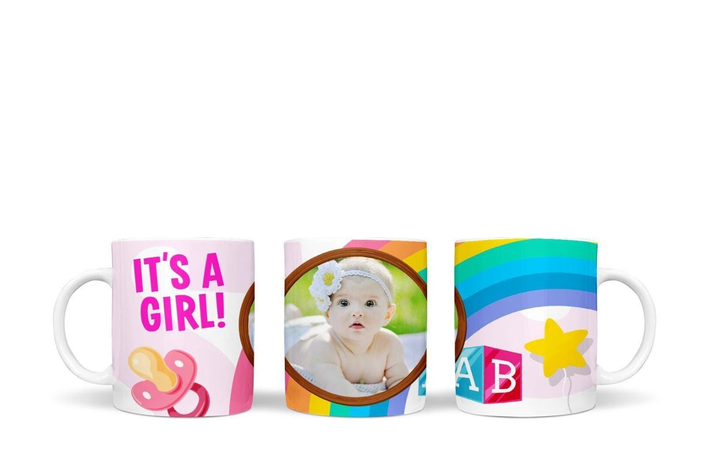 Its A Girl Personalised Photo Mug Coaster Gift Set New Born Baby Keepsake Gift