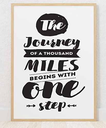The Journey Of Thousand Miles Inspirational Positive Quote Poster Wall