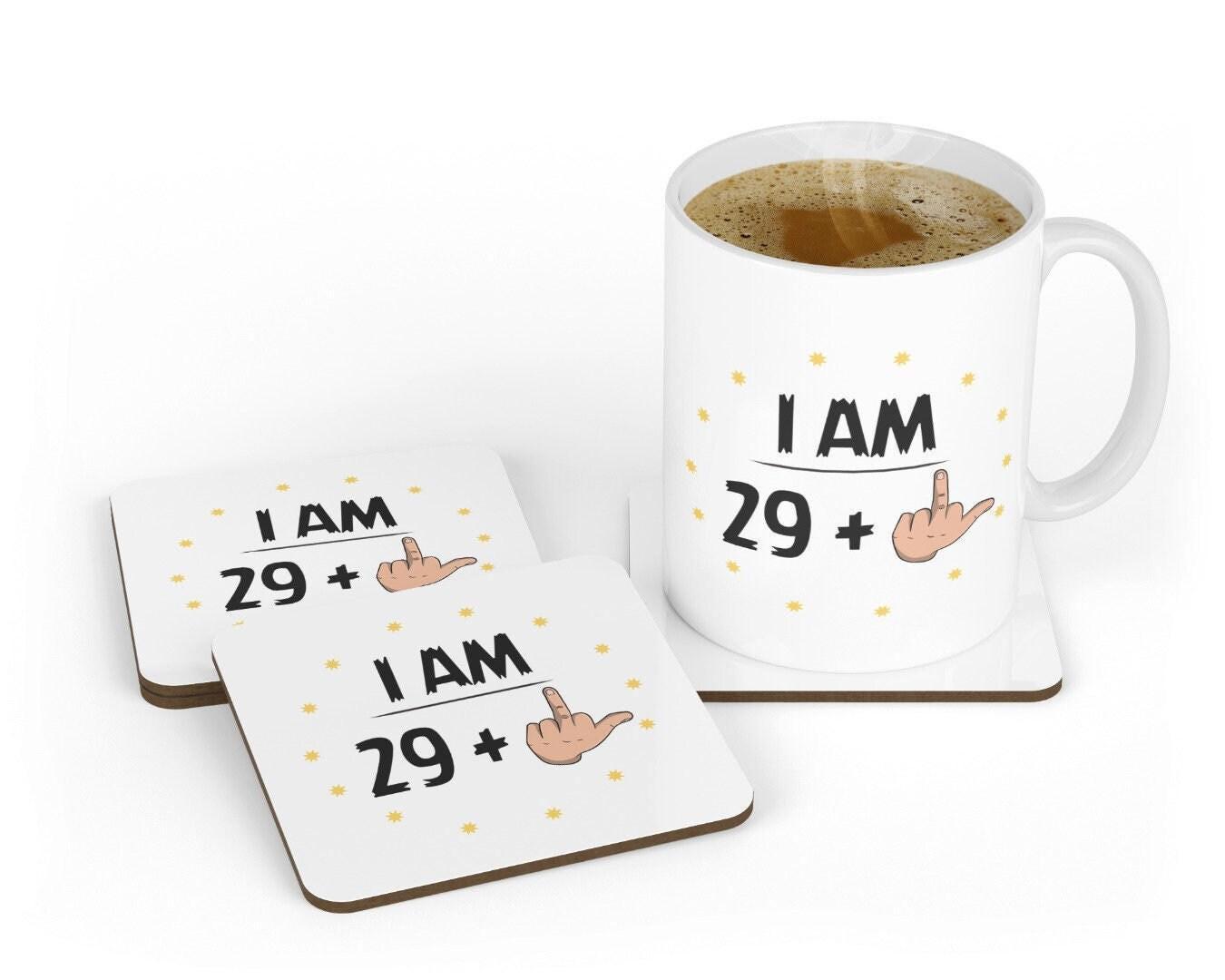 Funny 30th Birthday Mug: Rude Middle Finger Coffee Mug & Coaster Set