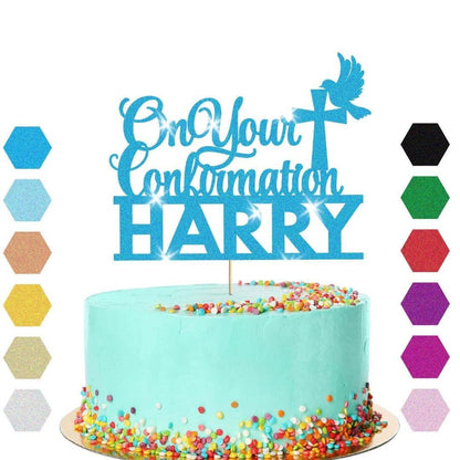 Personalised On Your Confirmation Dove Cake Topper Congratulation Birthday Cake Any Name
