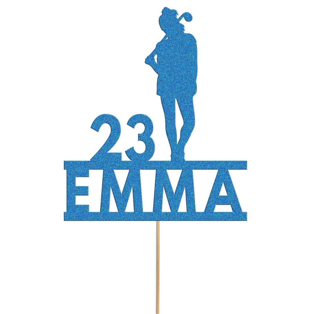 Personalised Glitter Lady Golfer Cake Topper: Any Name & Age