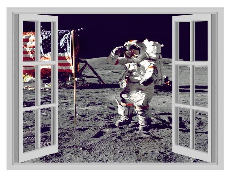 Moon Landing 3D Window Wall Sticker: Space Adventure Decor