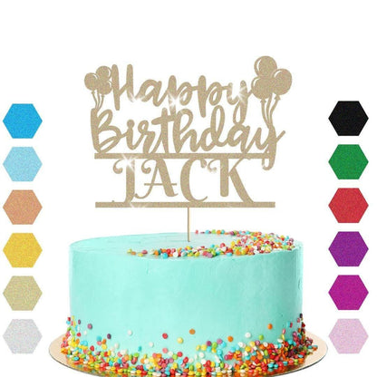Personalised Balloons Happy Birthday Glitter Cake Topper Party Cake Decoration