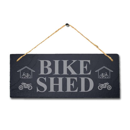 Bike Shed Laser Engraved Hanging Slate Bike Riders Bikers Biking Plaque Sign