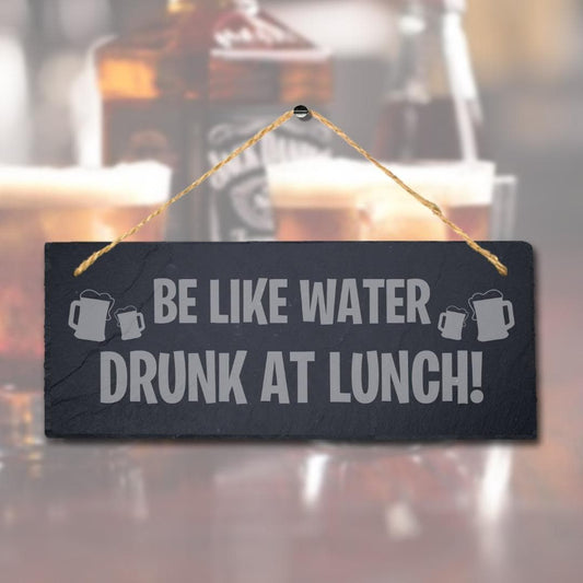 Drunk At Lunch Laser Engraved Hanging Slate Bar Pub Club Funny Gift Plaque Sign