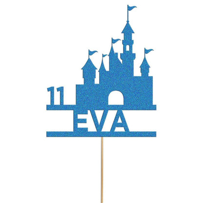 Personalised Glitter Princess Castle Cake Topper: Birthday Party Decoration