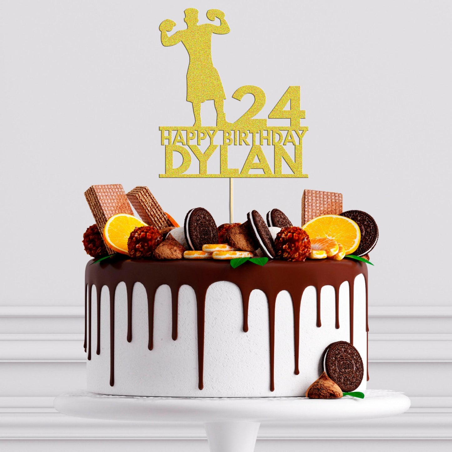 Personalised Boxing Cake Topper: Glitter Champion Decoration