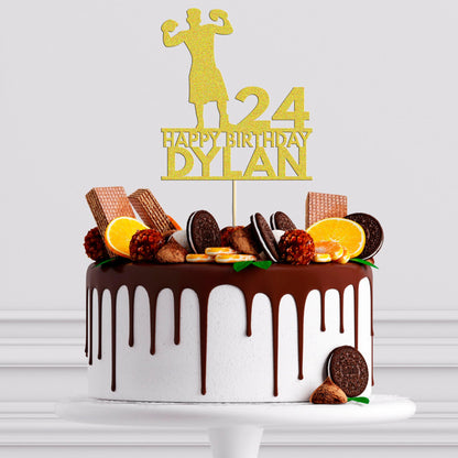 Personalised Boxing Cake Topper: Glitter Champion Decoration