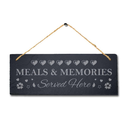 Meals Memories Hanging Slate Sign Laser Engraved Plaque Wall Kitchen Home Gift