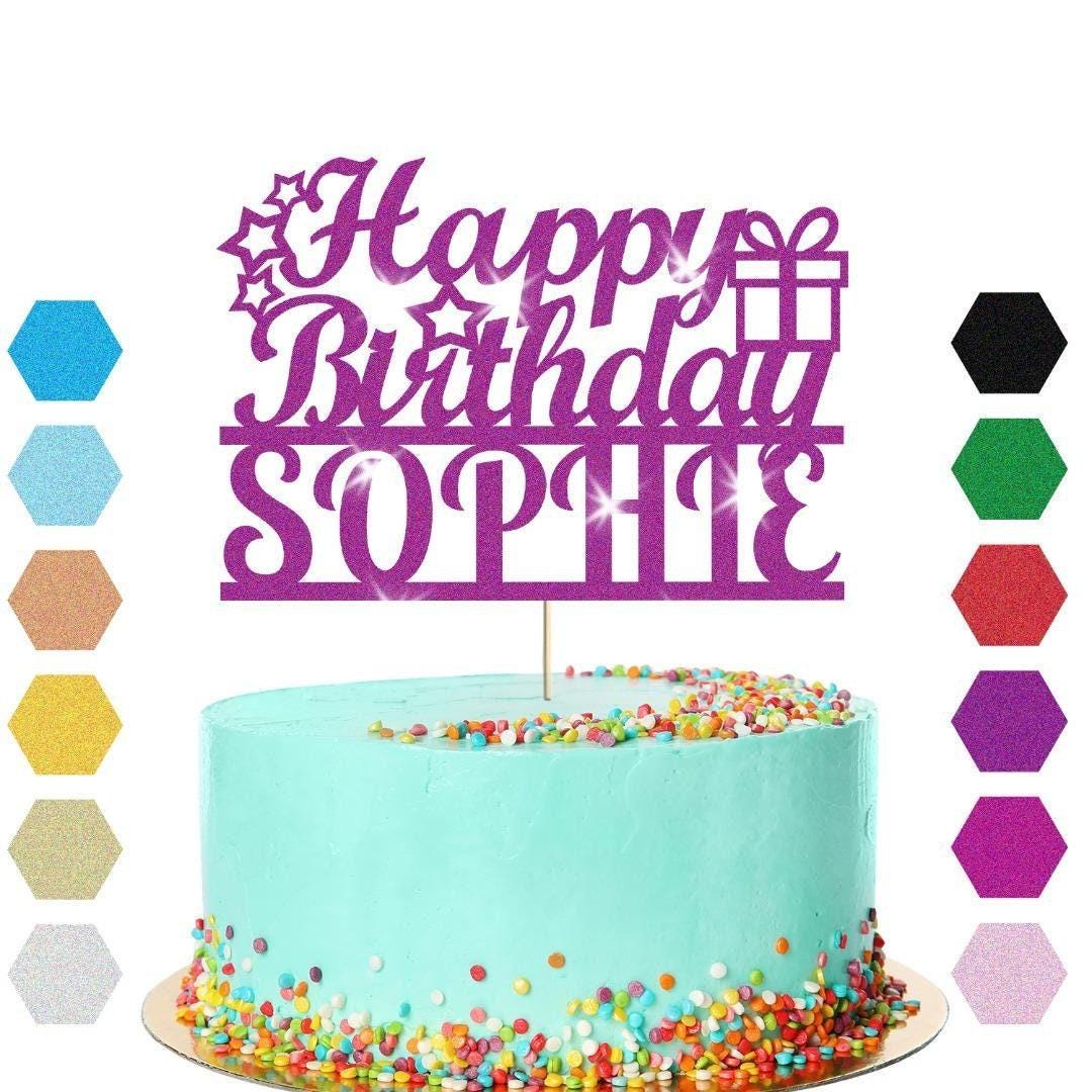 Personalised Glitter Happy Birthday Cake Topper Custom Party Decoration Any Name