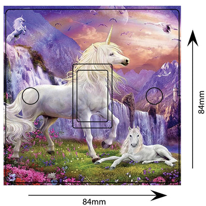 Fantasy Unicorn Land Light Switch Sticker Cover Vinyl Skin Wall Decal Decor