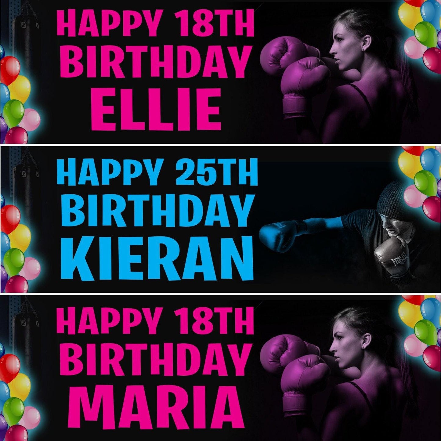 2 Personalised Kick Boxer Birthday Party Celebration Banners  Decoration Posters
