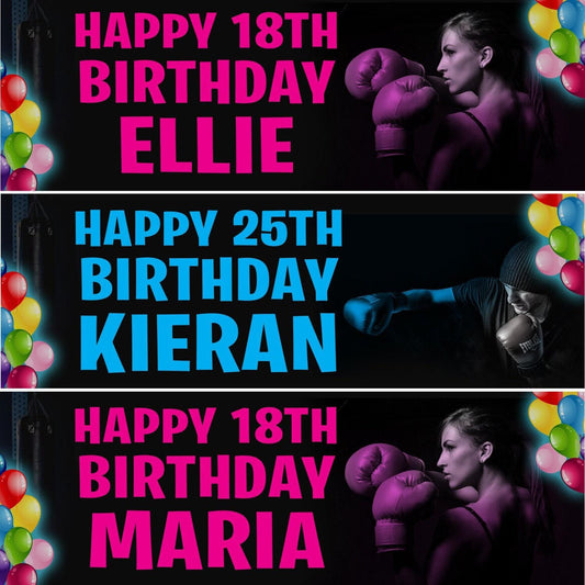 2 Personalised Kick Boxer Birthday Party Celebration Banners  Decoration Posters