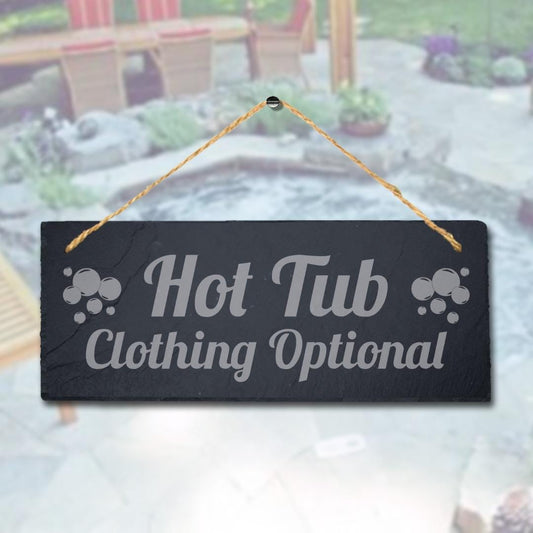 Hot Tub Clothing Optional Laser Engraved Hanging Slate Pool Decor Plaque Sign