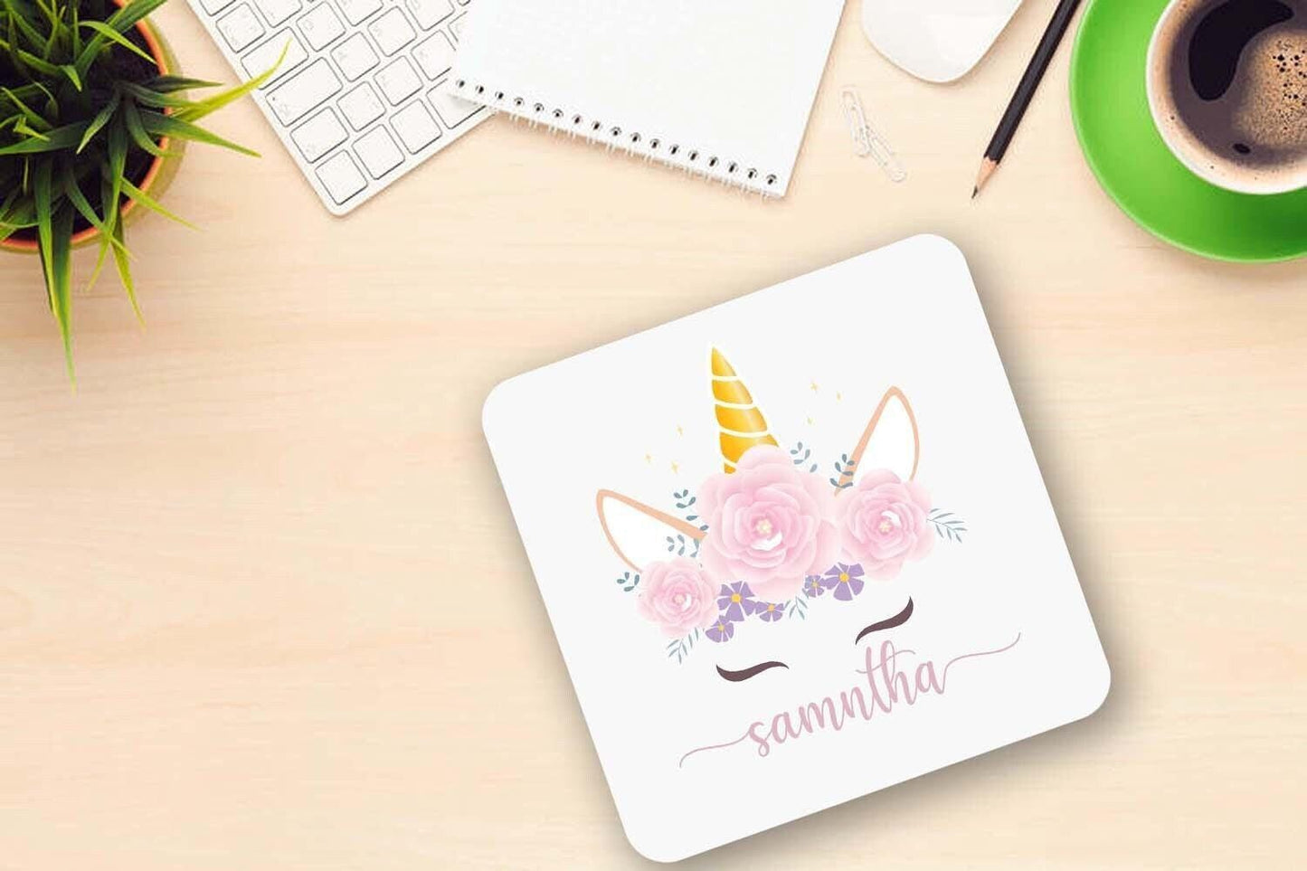 Personalised Unicorn Mug & Coaster Set: Fantasy Tea Coffee Cup Gift