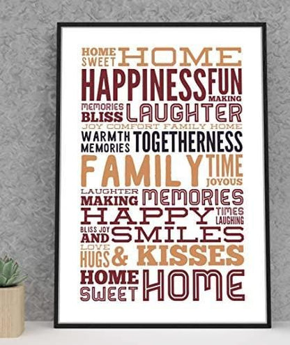 Home Sweet Home Happiness Inspirational Positive Thoughts Quote Poster Wall