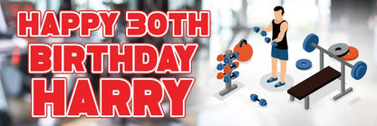 2 Personalised Gym Birthday Party Celebration Banners Decoration Posters