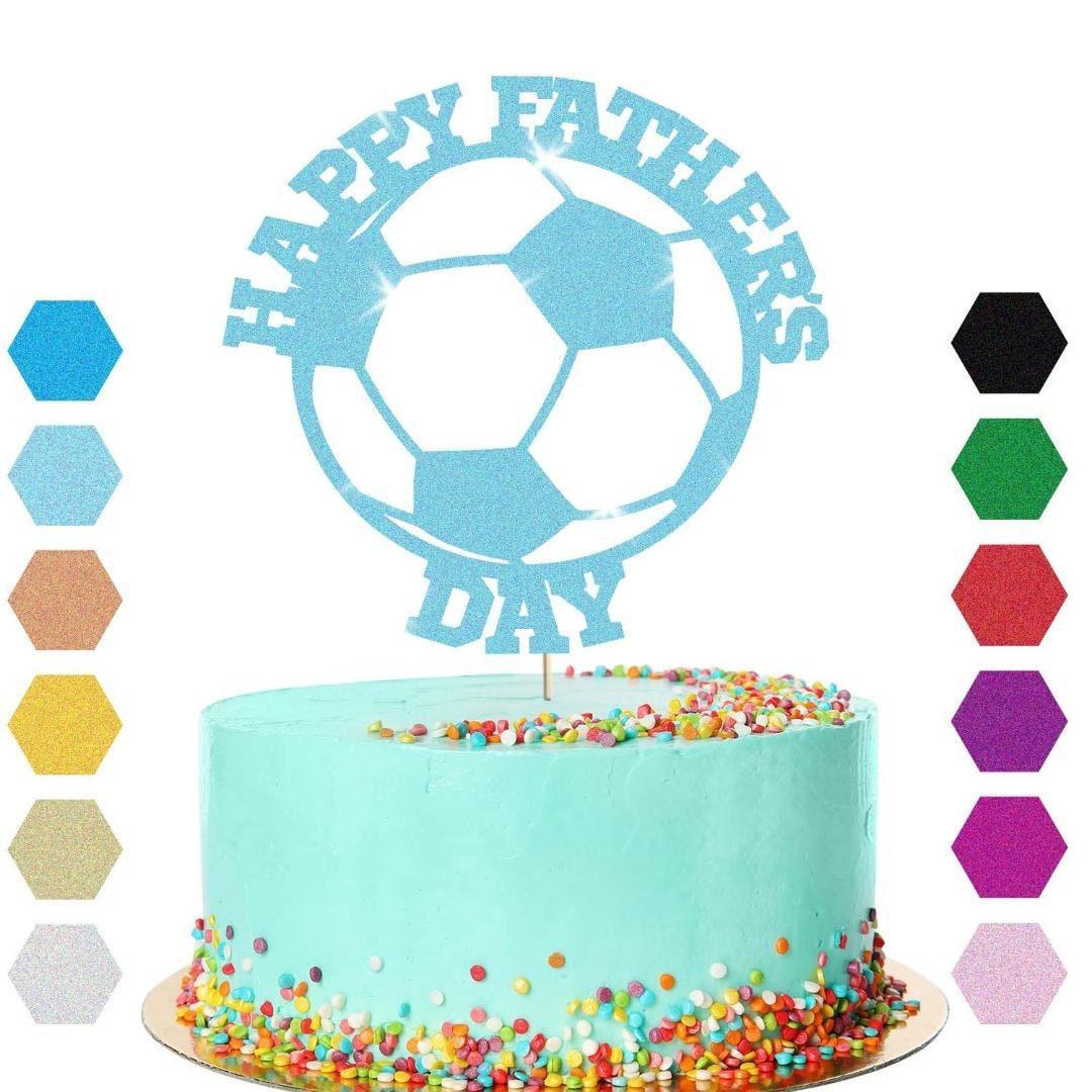 Happy Fathers Day Football Cake Topper Dad Daddy Party Glitter Cake Decoration