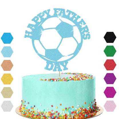 Happy Fathers Day Football Cake Topper Dad Daddy Party Glitter Cake Decoration