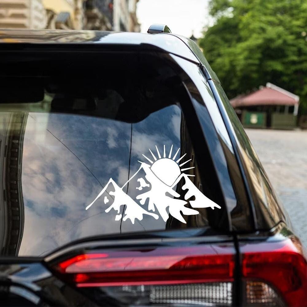 Sun Behind Mountains Hiking Window Sticker Artistic Fun Vinyl Decal