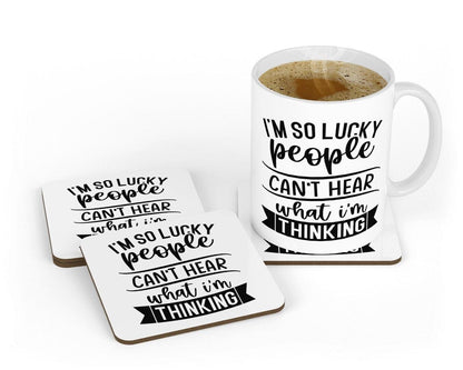 Funny Novelty Mug & Coaster Set: I'm So Lucky Office Gift