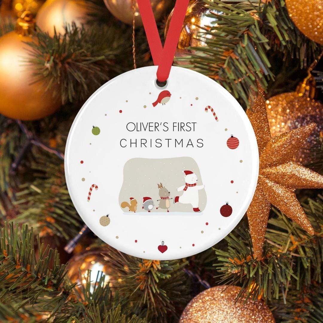 Personalised Babys First Christmas  Ceramic Bauble 1st Xmas Tree Hanging Keepsake Moment Gift