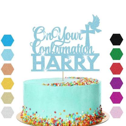 Personalised On Your Confirmation Dove Cake Topper Congratulation Birthday Cake Any Name