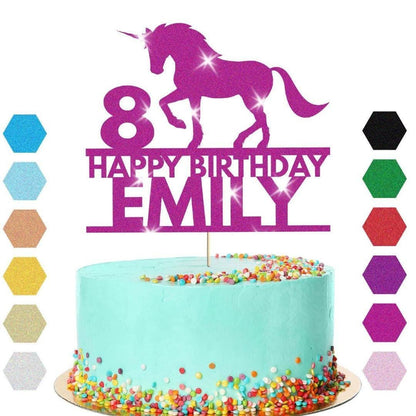 Personalised Unicorn Cake Topper Party Birthday Cake Decoration Any Name & Age