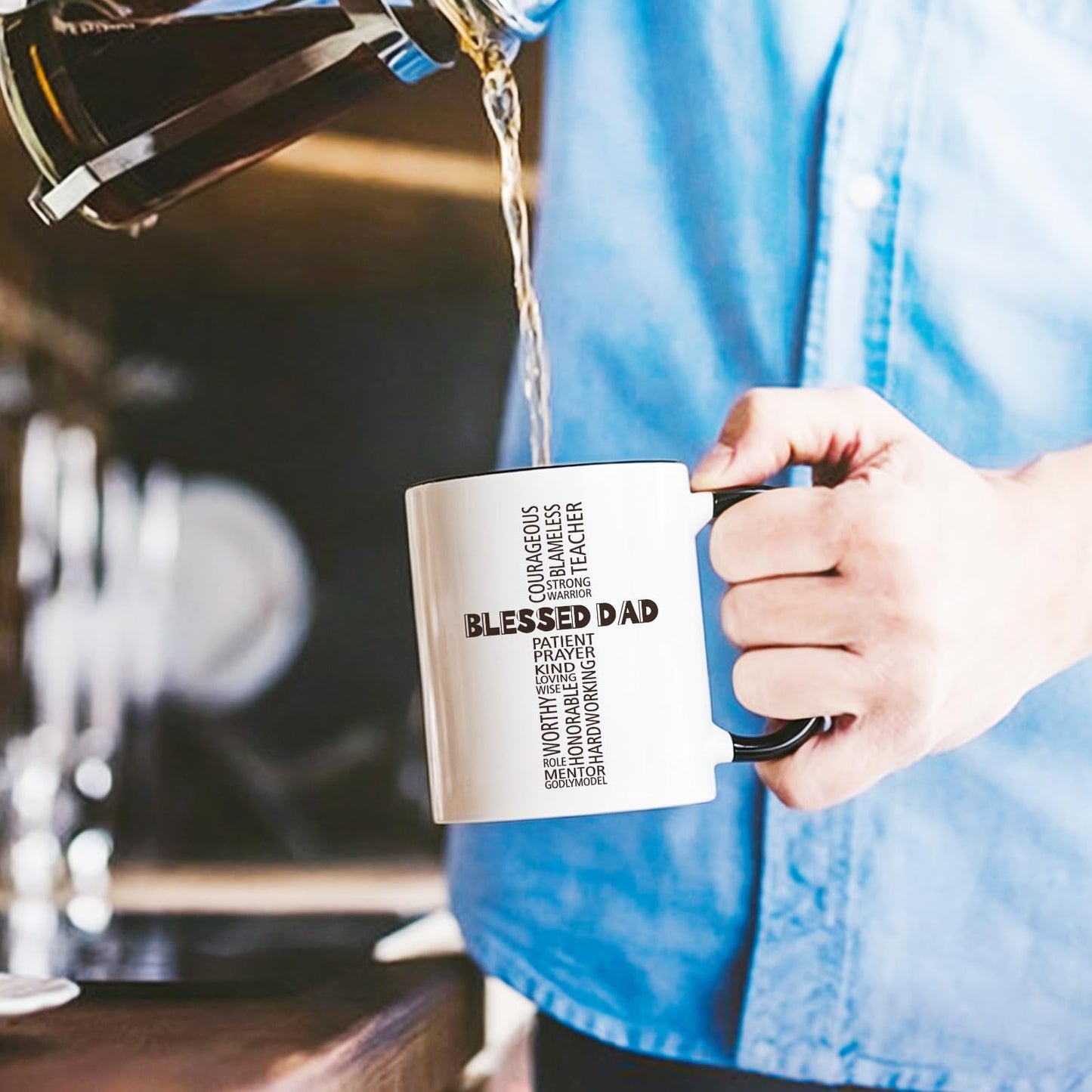 Father's Day Christian | Ceramic Coffee Mug | Father's Day Gift | Stylish Printed Design | Tea & Coffee Cup | 11oz | Black Two-Tone Design