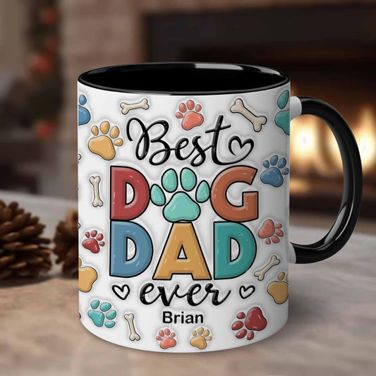 Mugs For Dog Dad | Ceramic Coffee Mug | Father's Day Gift | Stylish Printed Design | Tea & Coffee Cup | 11oz | Black Two-Tone Design