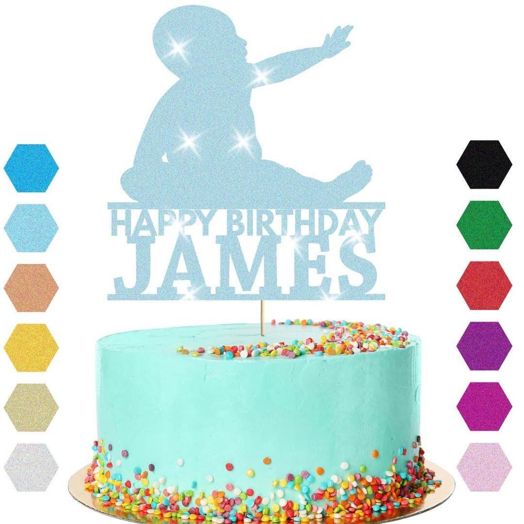 Newborn Baby Cake Topper Personalised Boy Girl Birthday Cake Decoration Any Name & Age