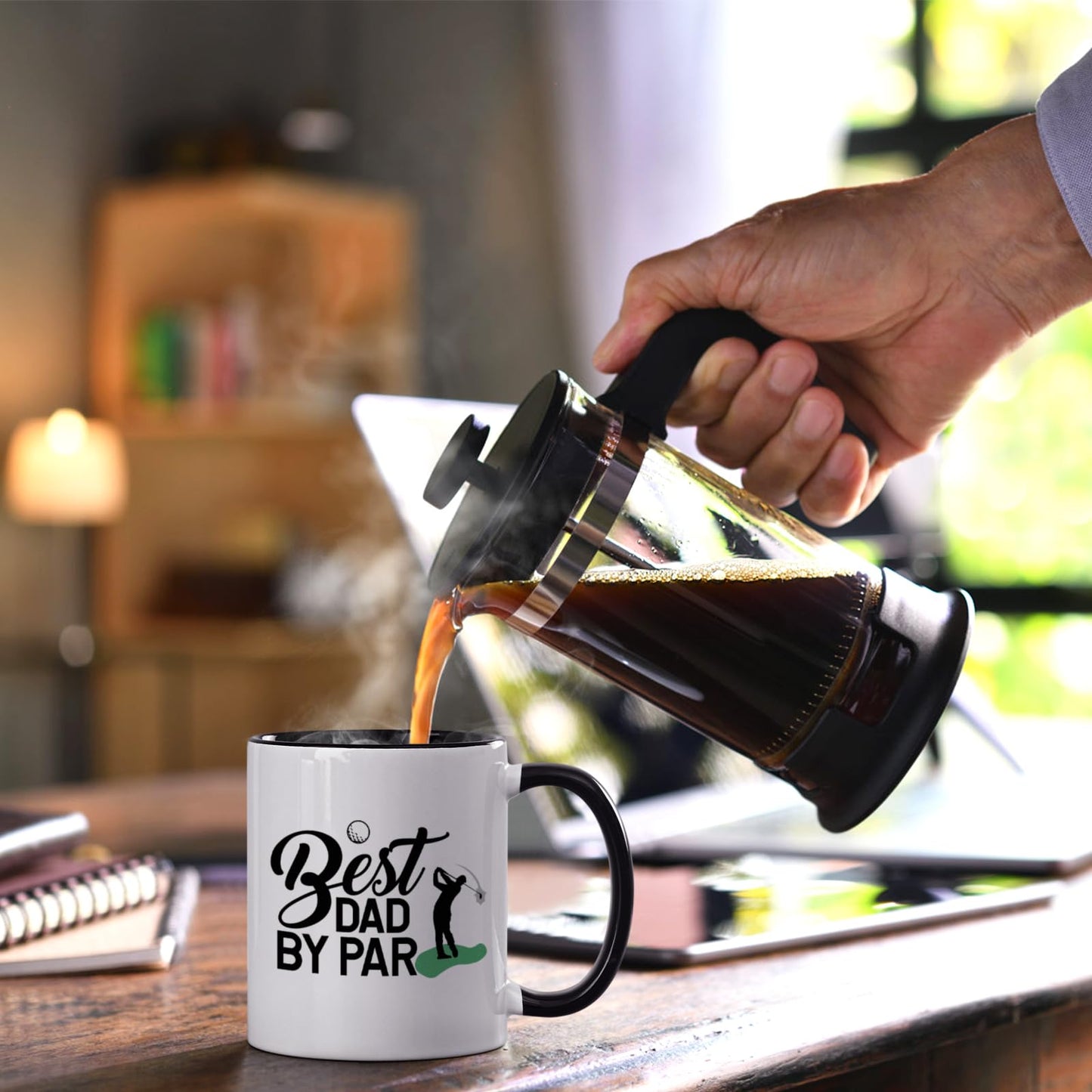 Golf for Dad Best Dad fathers day coffee mug | Ceramic Coffee Mug | Father's Day Gift | Stylish Printed Design | Tea & Coffee Cup | 11oz | Black Two-Tone Design