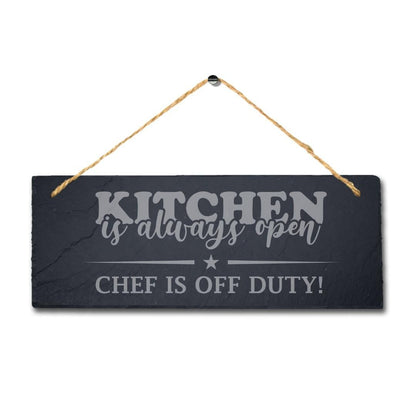 Kitchen Hanging Slate Sign Laser Engraved Plaque Chef Off Duty Food Lovers Gift