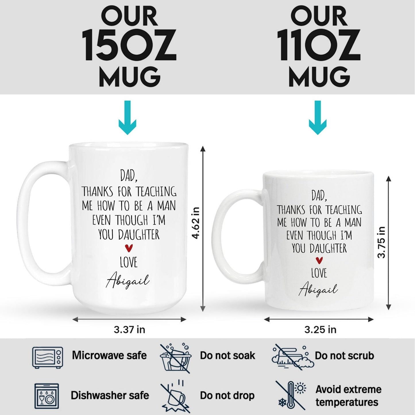 Funny For Dad From Daughter | Ceramic Coffee Mug | Father's Day Gift | Stylish Printed Design | Tea & Coffee Cup | 11oz | Black Two-Tone Design